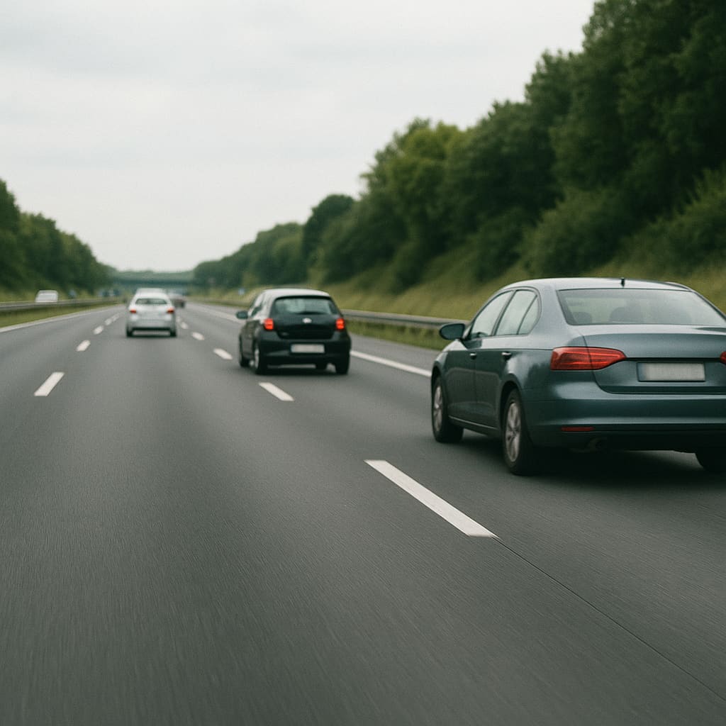 Autobahn in Deutschland mit Fahrzeugen bei Tageslicht